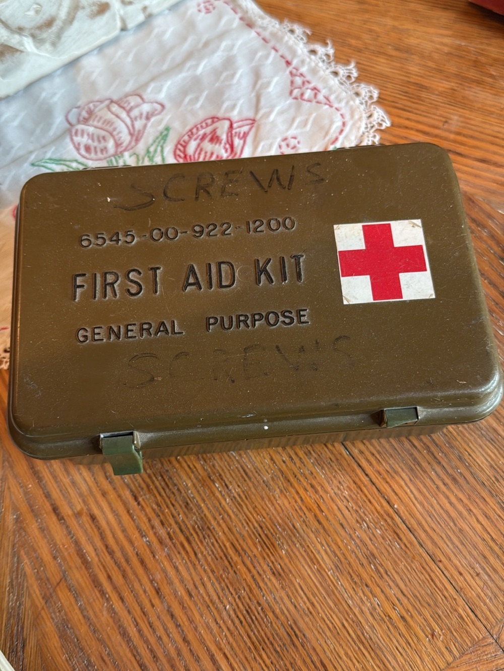 Military Green First Aid Kit with Red Cross